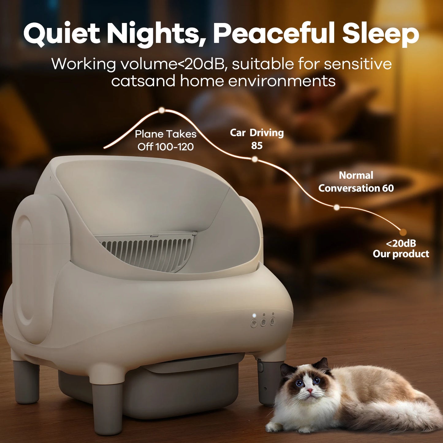 Open Top Self Cleaning Cat Litter Box With Smart App Control For Multiple Cats