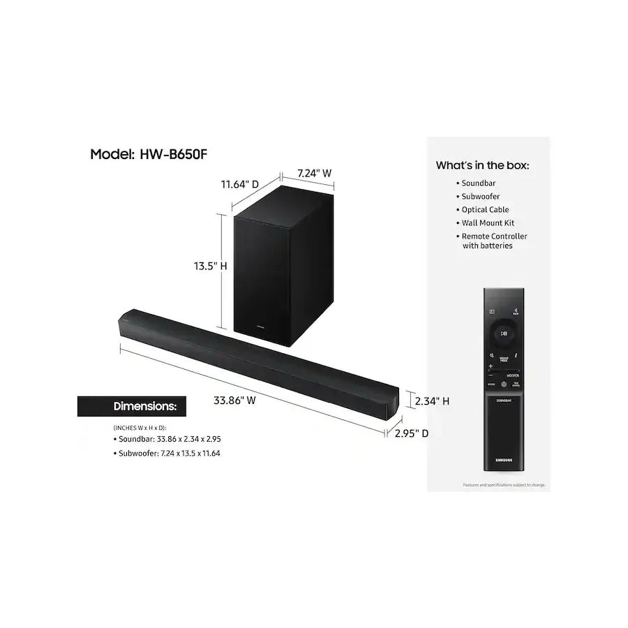 Samsung 3.1 Channel Soundbar With DTS Virtual Surround Audio