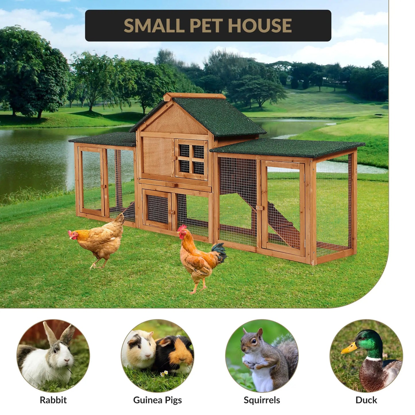 DishyKooker 2-Story Rabbit Hutch Outdoor With Double Runs
