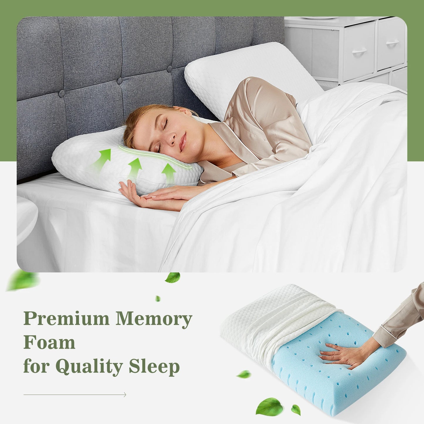 JHK Memory Foam Neck Pillow With Removable Washable Cover