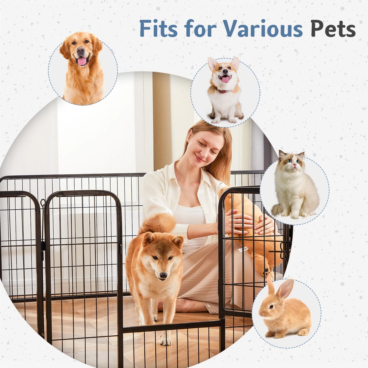 JHK 16-Panel Metal Dog Playpen Foldable Outdoor Fence