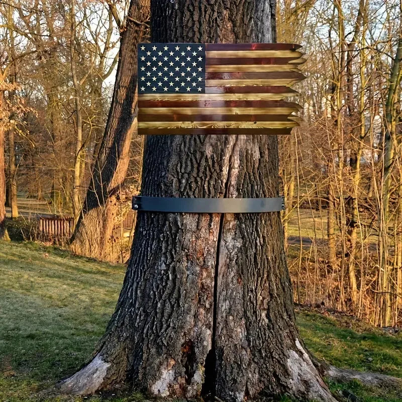 Wooden American Wavy Flag Independence Day Home Decoration