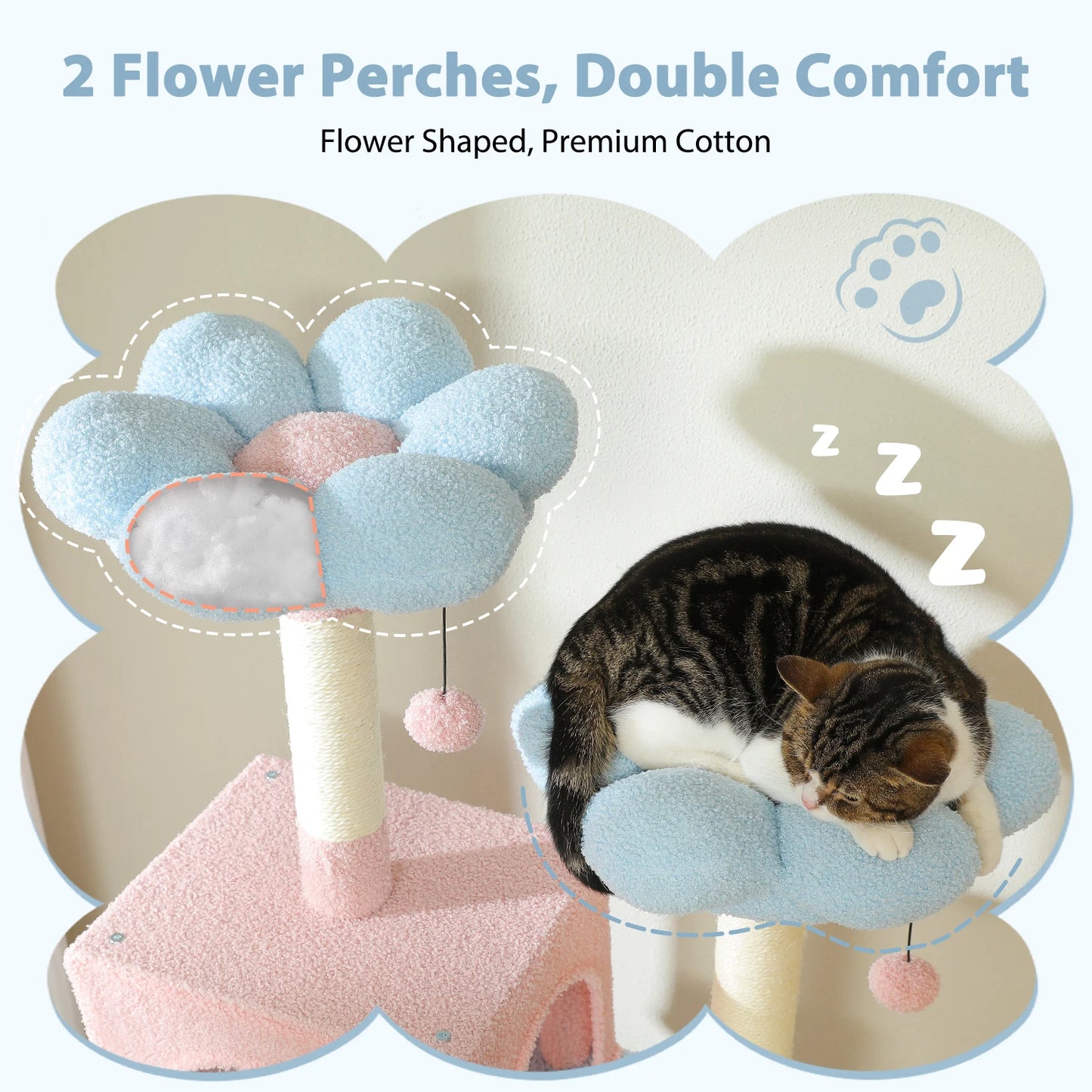PETEPELA Cat Tree Tower With Sisal Posts And Hammocks