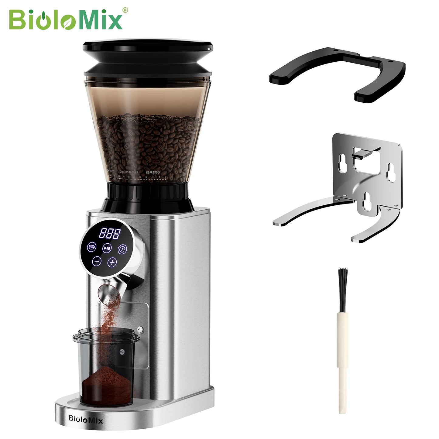 BioloMix Electric Conical Burr Coffee Grinder With Adjustable Settings