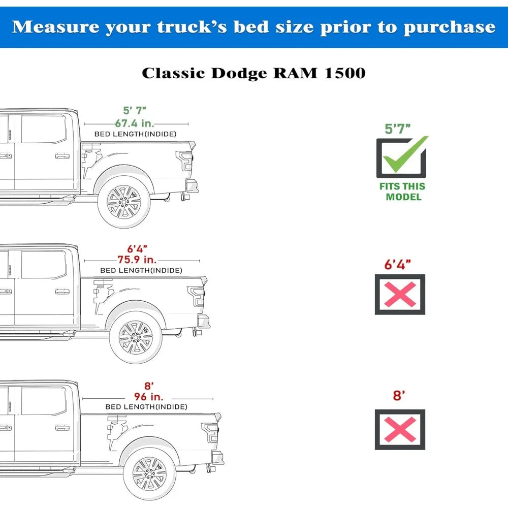 NBVCX Hard Folding Tonneau Cover for Dodge Ram 1500