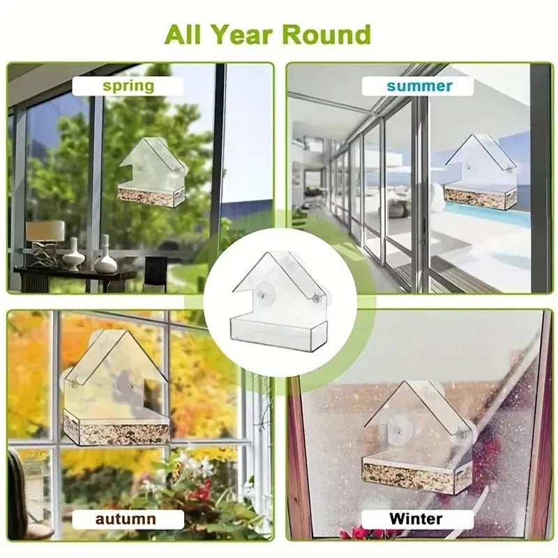 Window Bird Feeder With Strong Suction Cups For Wild Birds