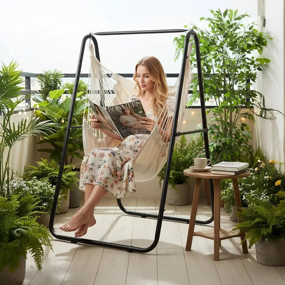 ONCLOUD Heavy Duty Hammock Chair with Stand and Pillows