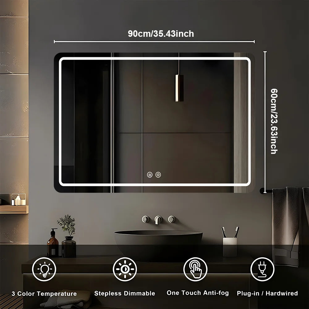 MYGIIVOVO Round LED Bathroom Mirror With Dimmable Backlit Demister