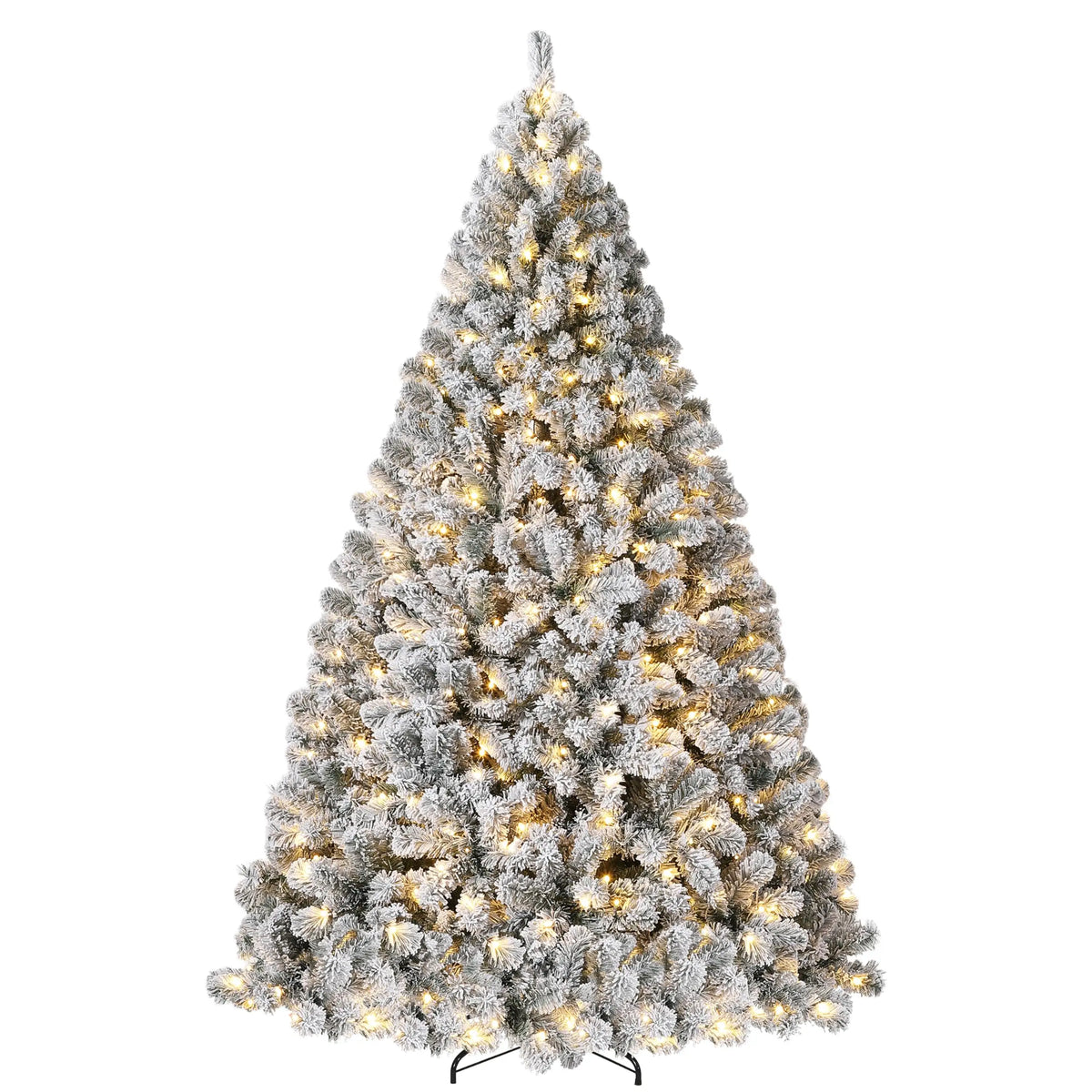 Snow Flocked Artificial Christmas Tree With Warm White LED Lights