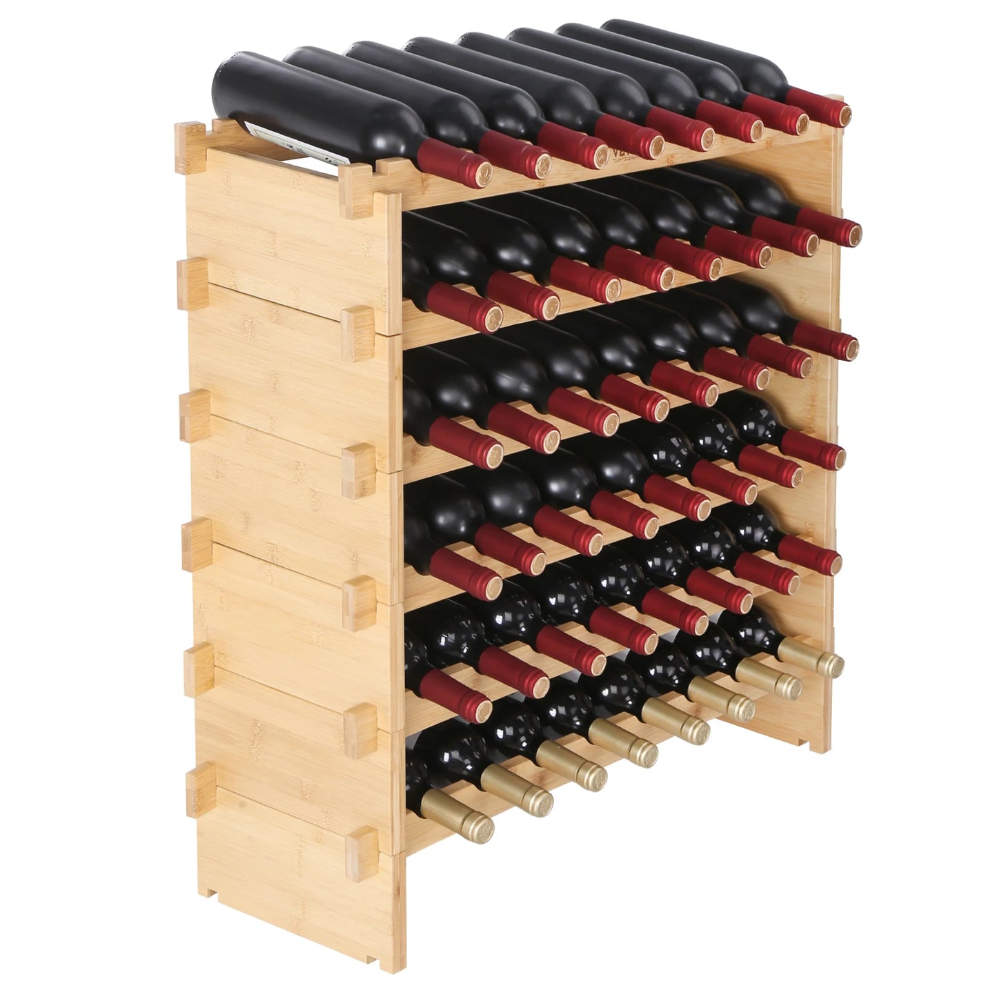 SucceBuy 8Tier Stackable Bamboo Wine Storage Rack