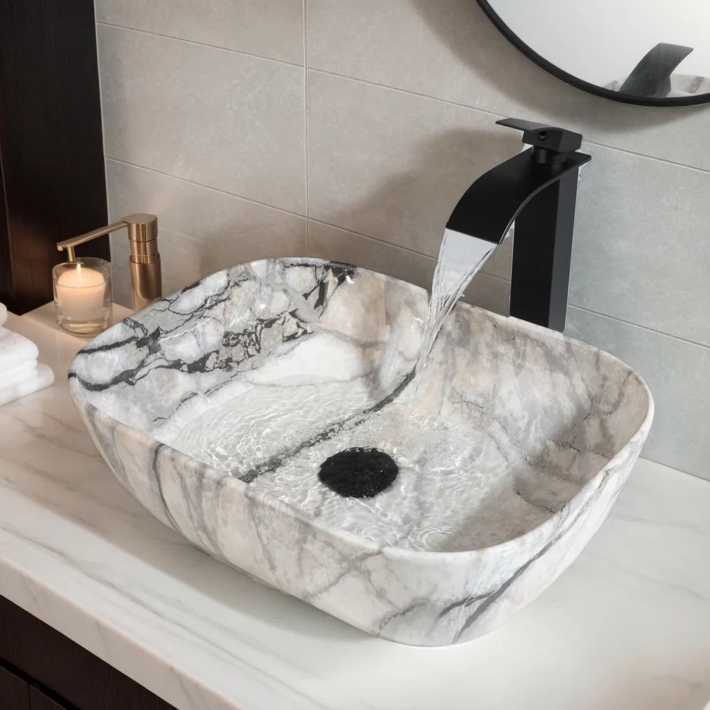 Torayvino Vessel Sink Set With Matte Black Faucet For Bathrooms