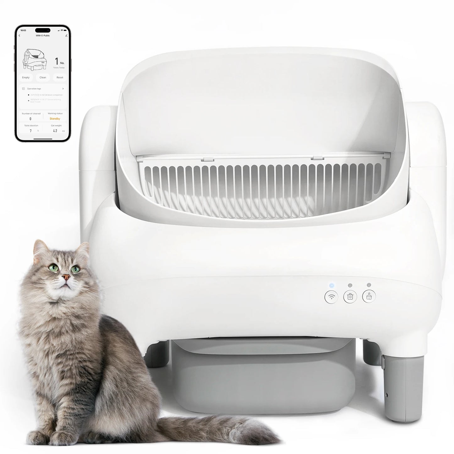 Open Top Self Cleaning Cat Litter Box With Smart App Control For Multiple Cats