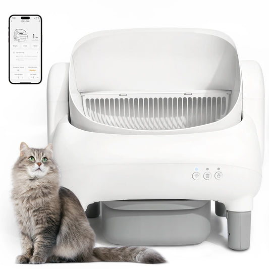 Open Top Self Cleaning Cat Litter Box With Smart App Control For Multiple Cats
