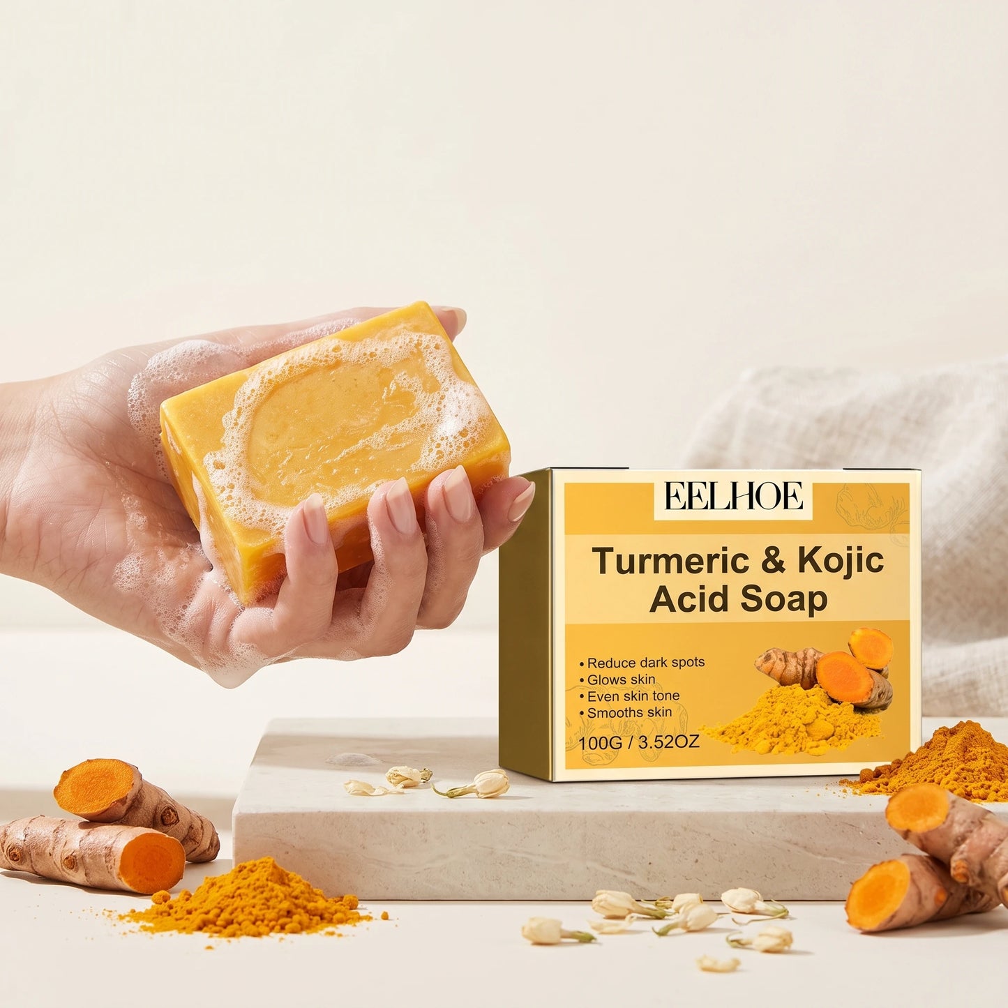 Turmeric Kojic Acid Face Soap For Glowing Skin And Hydration