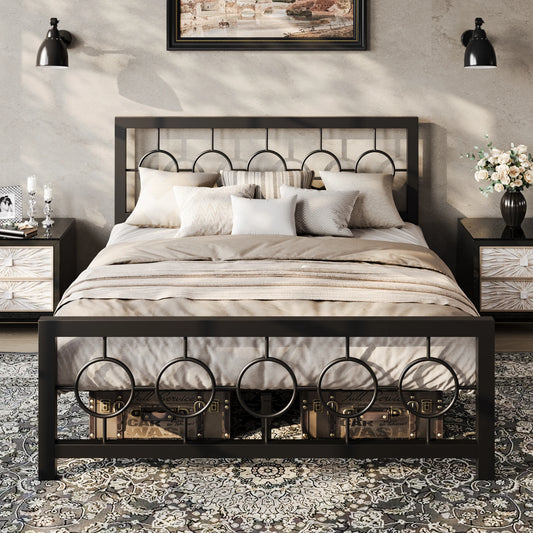 Hoomic Metal Platform Bed Frame With Classic Vintage Style