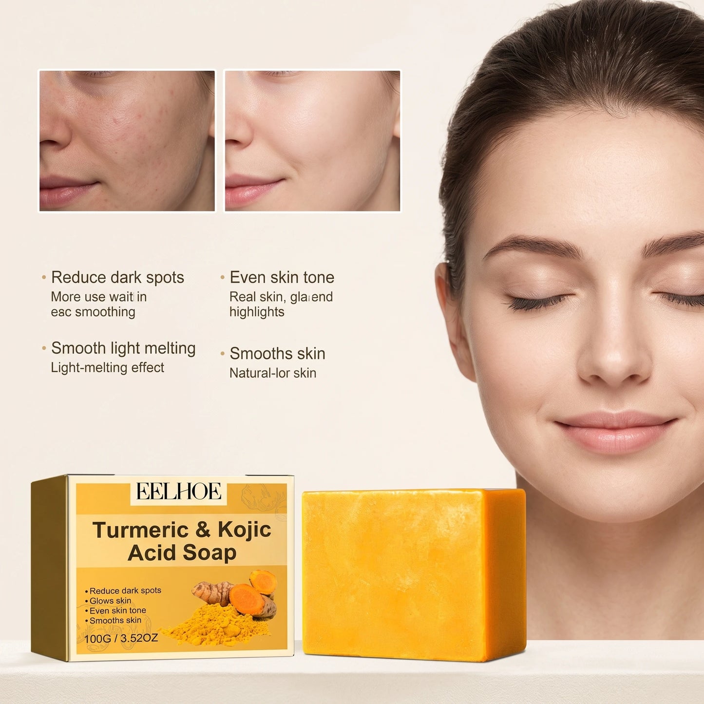 Turmeric Kojic Acid Face Soap For Glowing Skin And Hydration