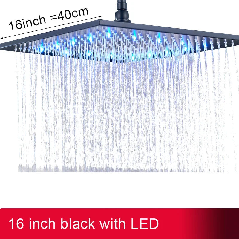 MYQualife LED Rainfall Shower Head Sleek Brass Finish