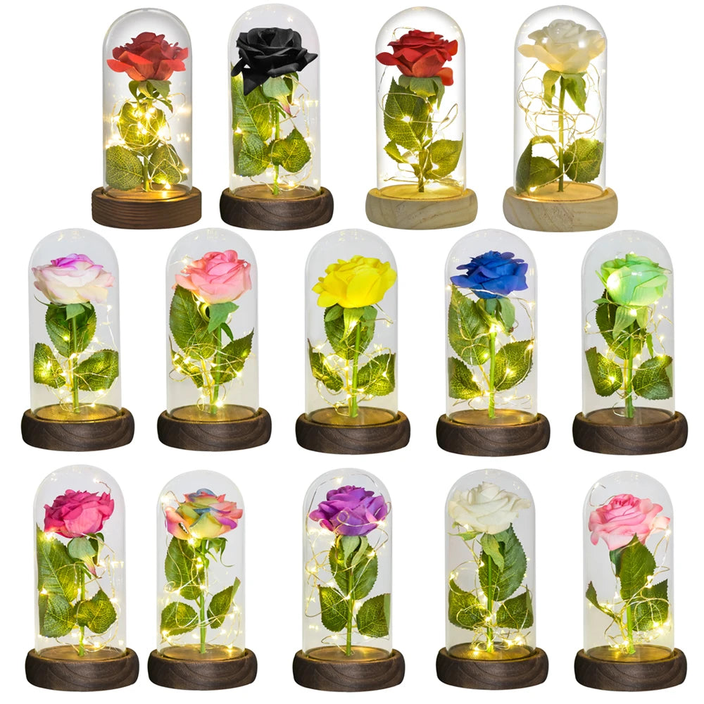 Ainyrose Eternal Rose Glass Dome Artificial Flower Wedding Gift