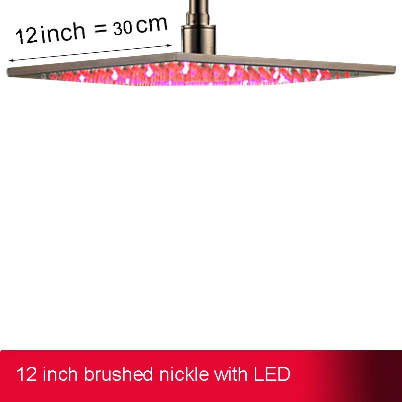MYQualife LED Rainfall Shower Head Sleek Brass Finish