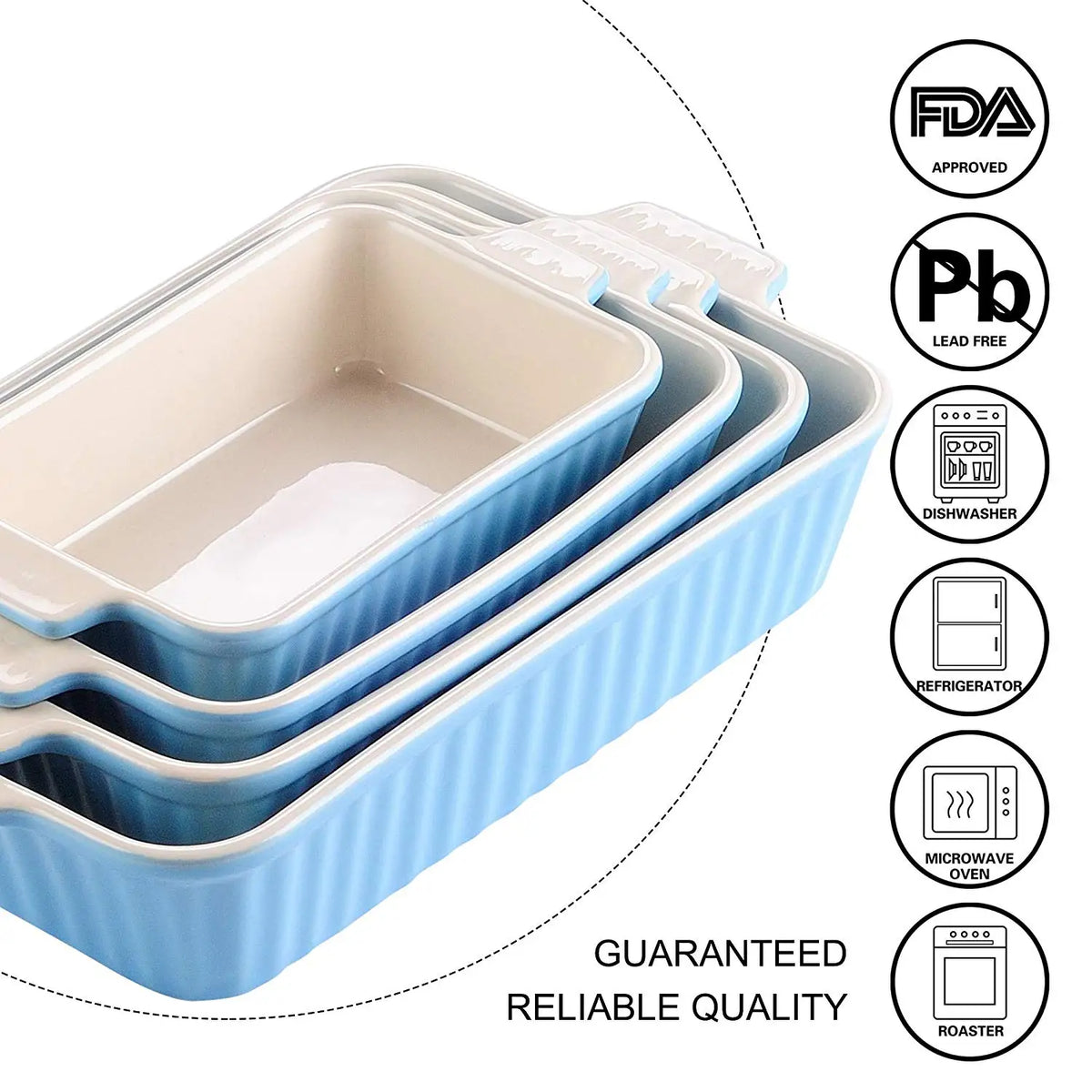Malacasa Ceramic Baking Dish And Serving Set With Handles