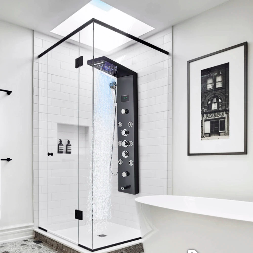 Myqualife Led Digital Shower Panel Tower With Spa Massage Jets