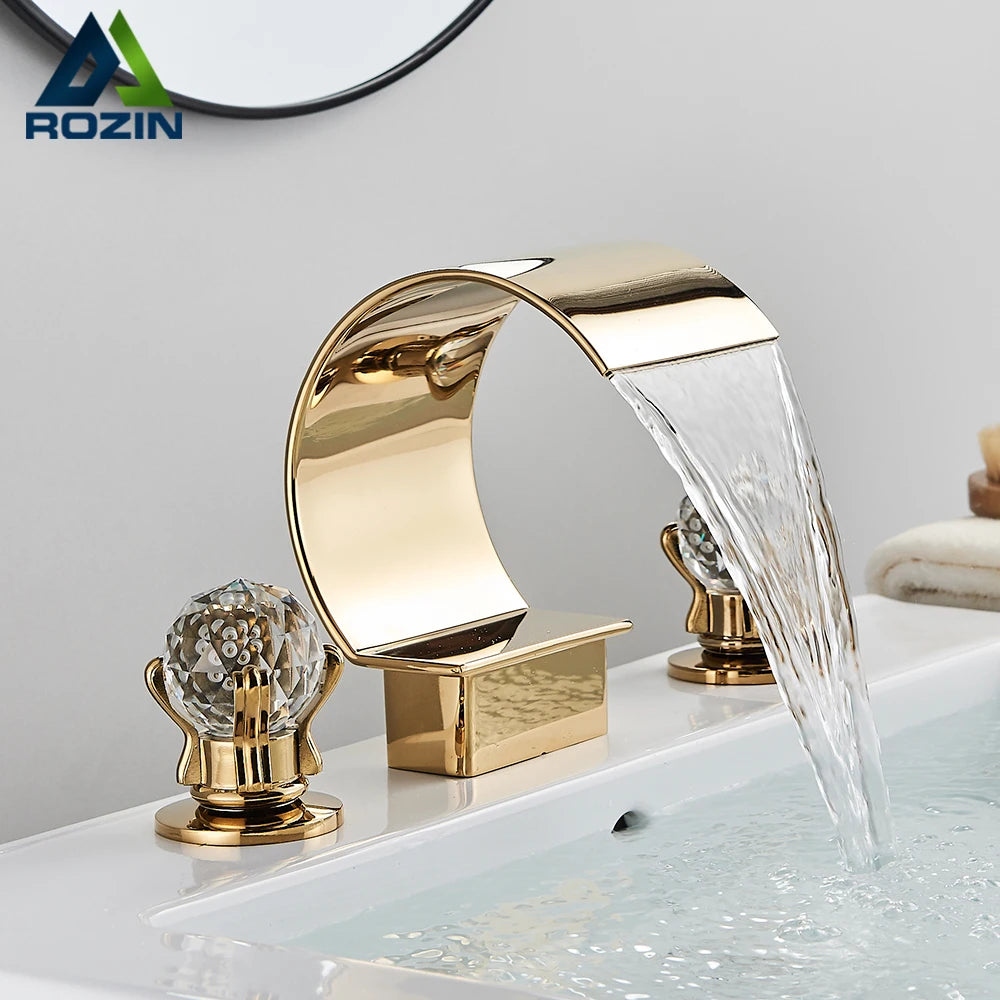 Premium Modern Designer Widespread Bathroom Sink Faucet Rozin