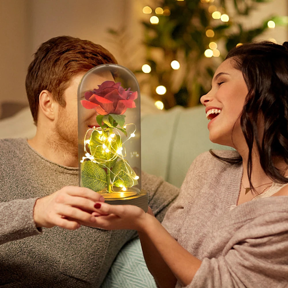 Ainyrose Eternal Rose Glass Dome Artificial Flower Wedding Gift