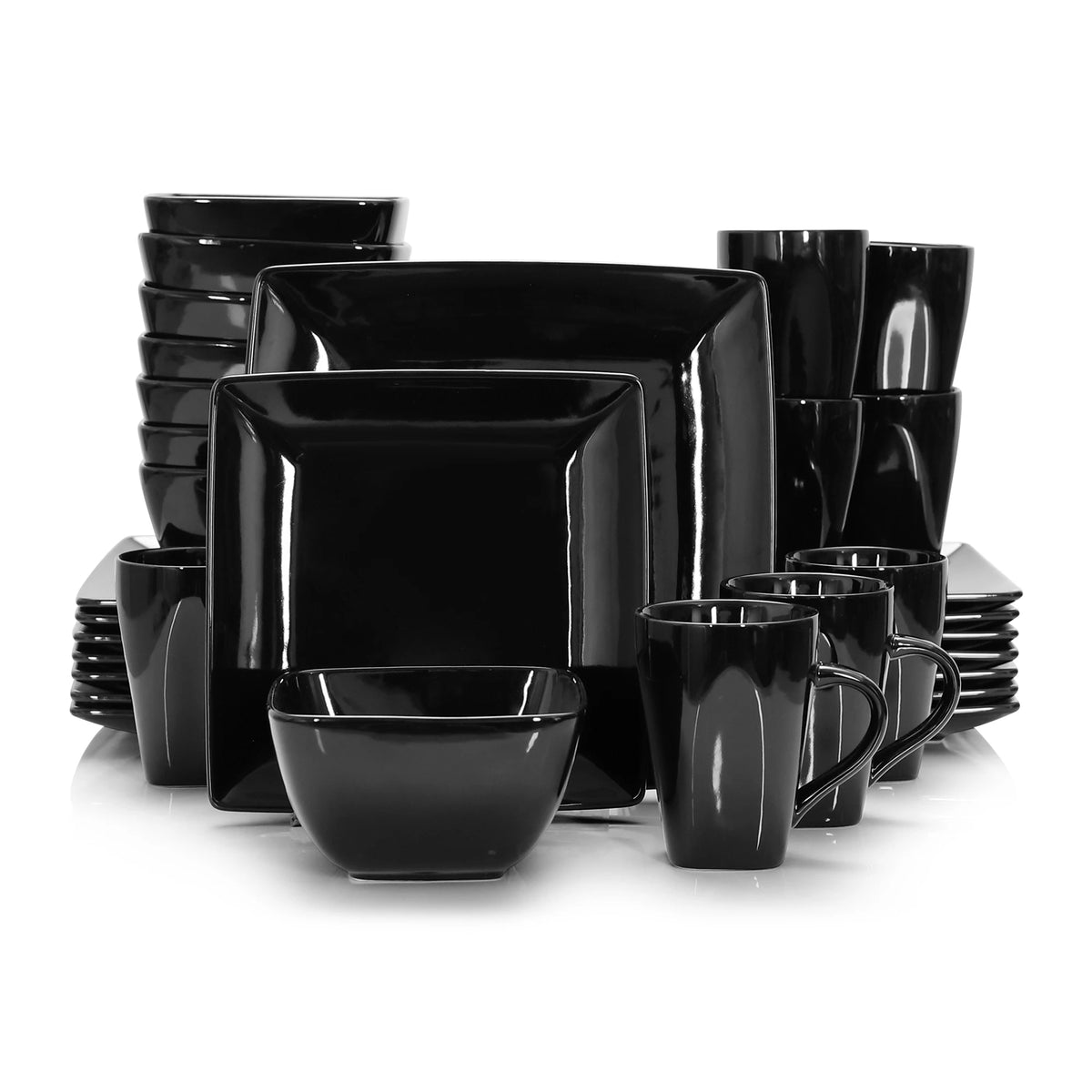 Malacasa Square Ceramic Porcelain Dinnerware Set For Daily Use