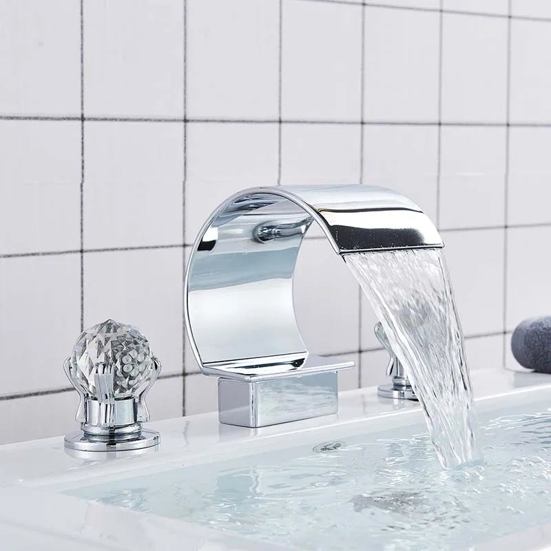 Rozin Widespread Waterfall Basin Faucet With Dual Handles For Sinks