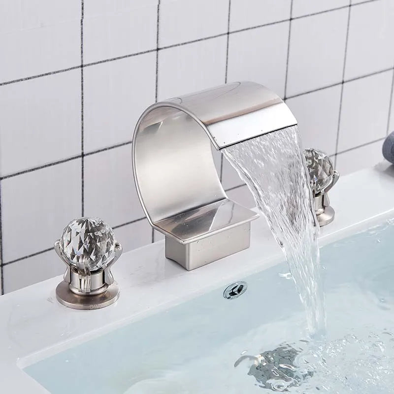 Rozin Widespread Waterfall Basin Faucet With Dual Handles For Sinks