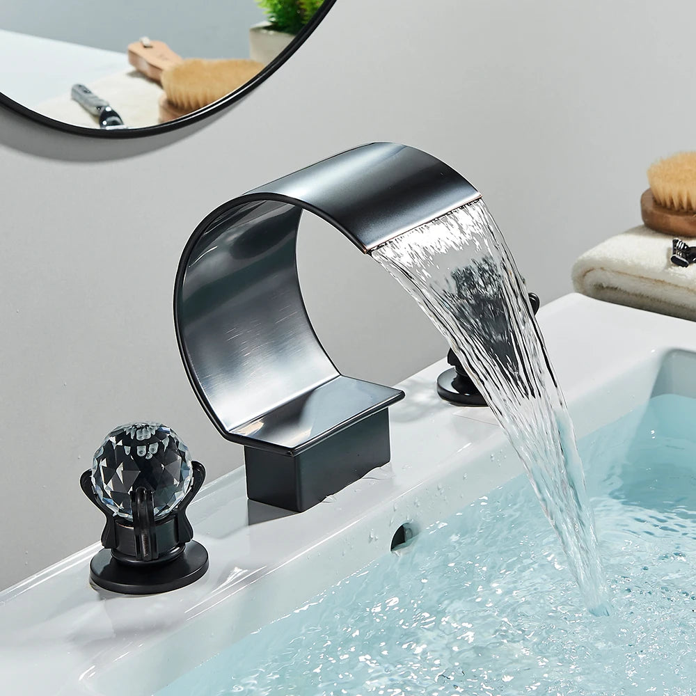 Rozin Modern Widespread Waterfall Bathroom Sink Faucet