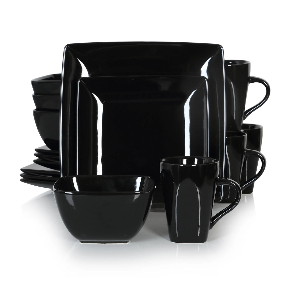 Malacasa Square Ceramic Porcelain Dinnerware Set For Daily Use
