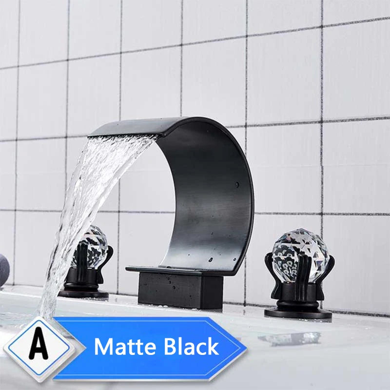 Rozin Widespread Waterfall Basin Faucet With Dual Handles For Sinks
