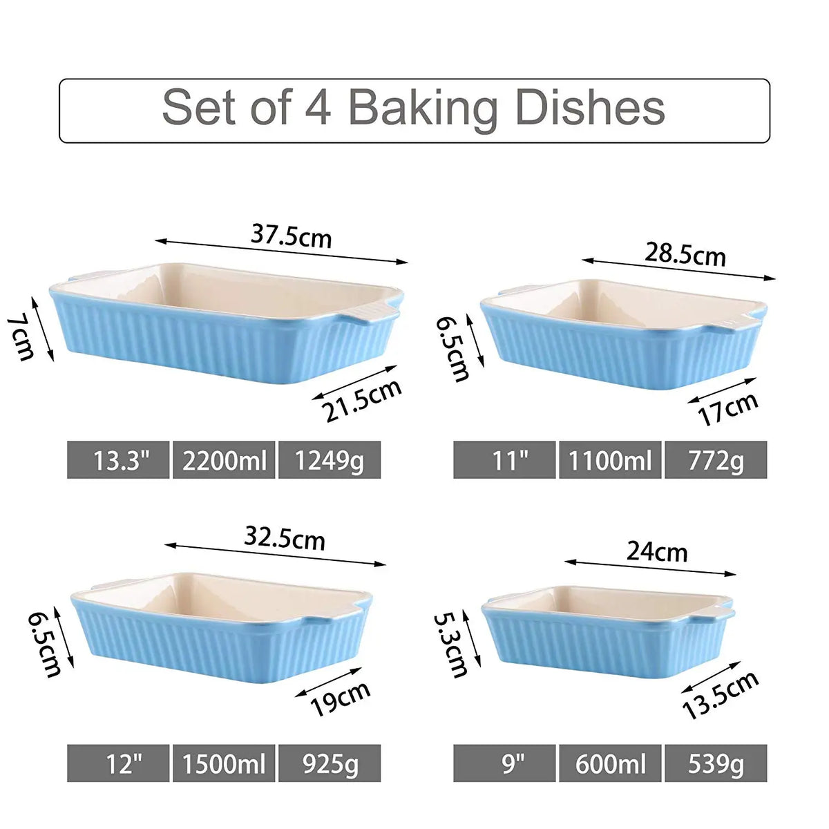 Malacasa Ceramic Baking Dish And Serving Set With Handles