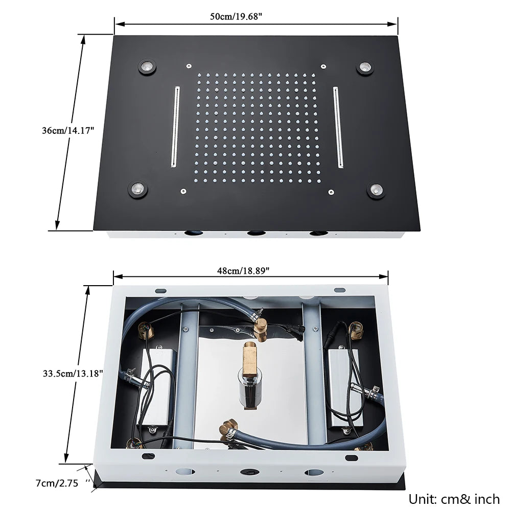 Rozin Ceiling LED Shower Head With Dual Spray Modes And Remote
