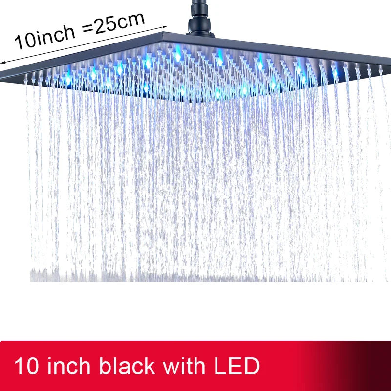 MYQualife LED Rainfall Shower Head Sleek Brass Finish
