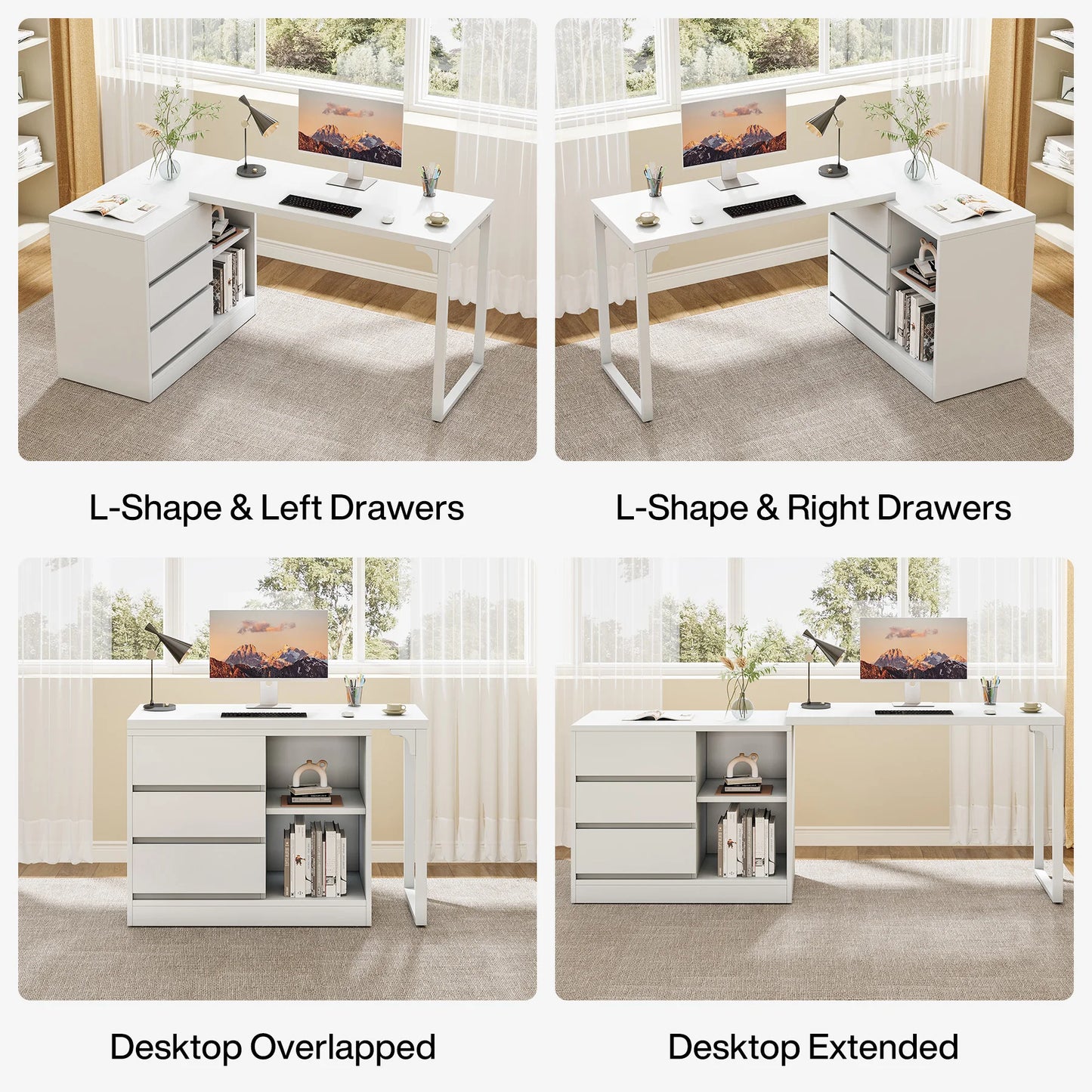 Tribesigns L Shaped Computer Desk With Drawers And Shelves
