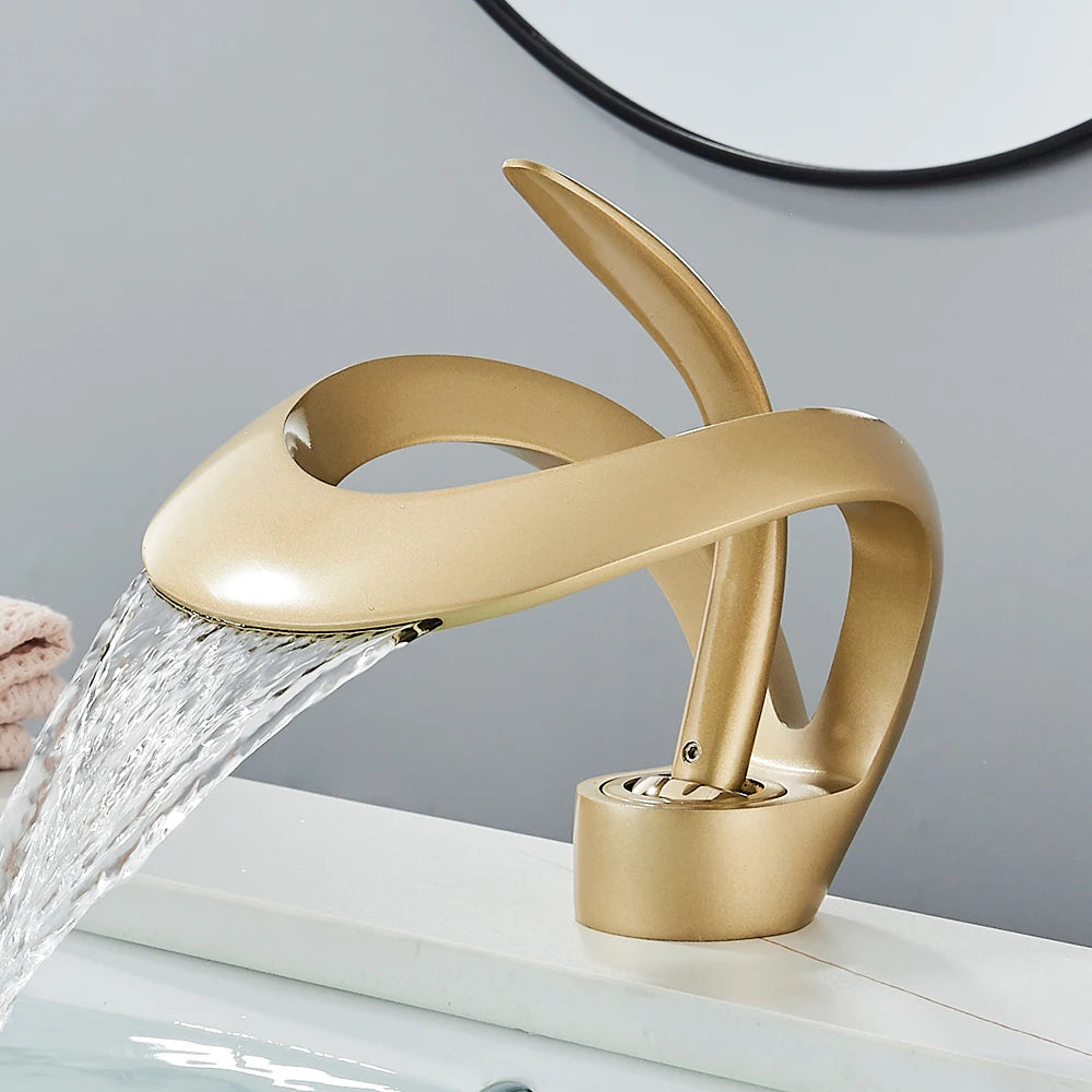 Rozin Brass Waterfall Basin Faucet Hot Cold Mixer Tap Bathroom