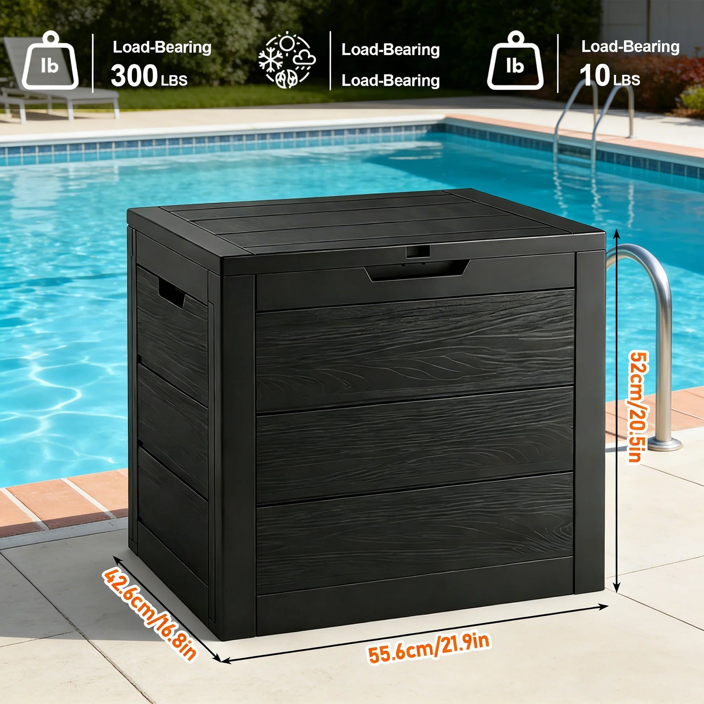 Outdoor Resin Storage Box With Locking Lid For Deck