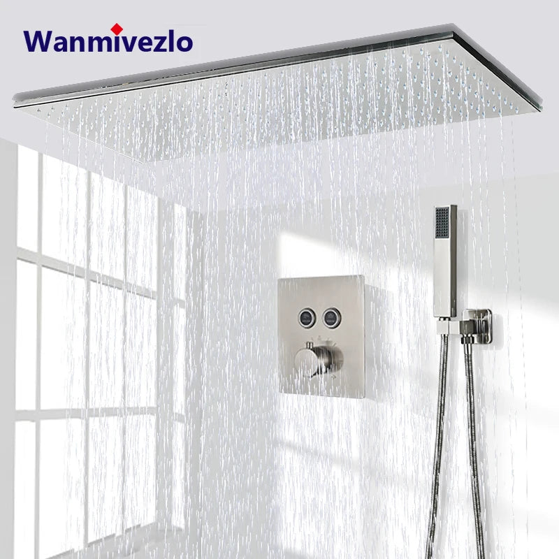 Wanmivezlo Brass LED Rain Shower Head Powered By Water Flow