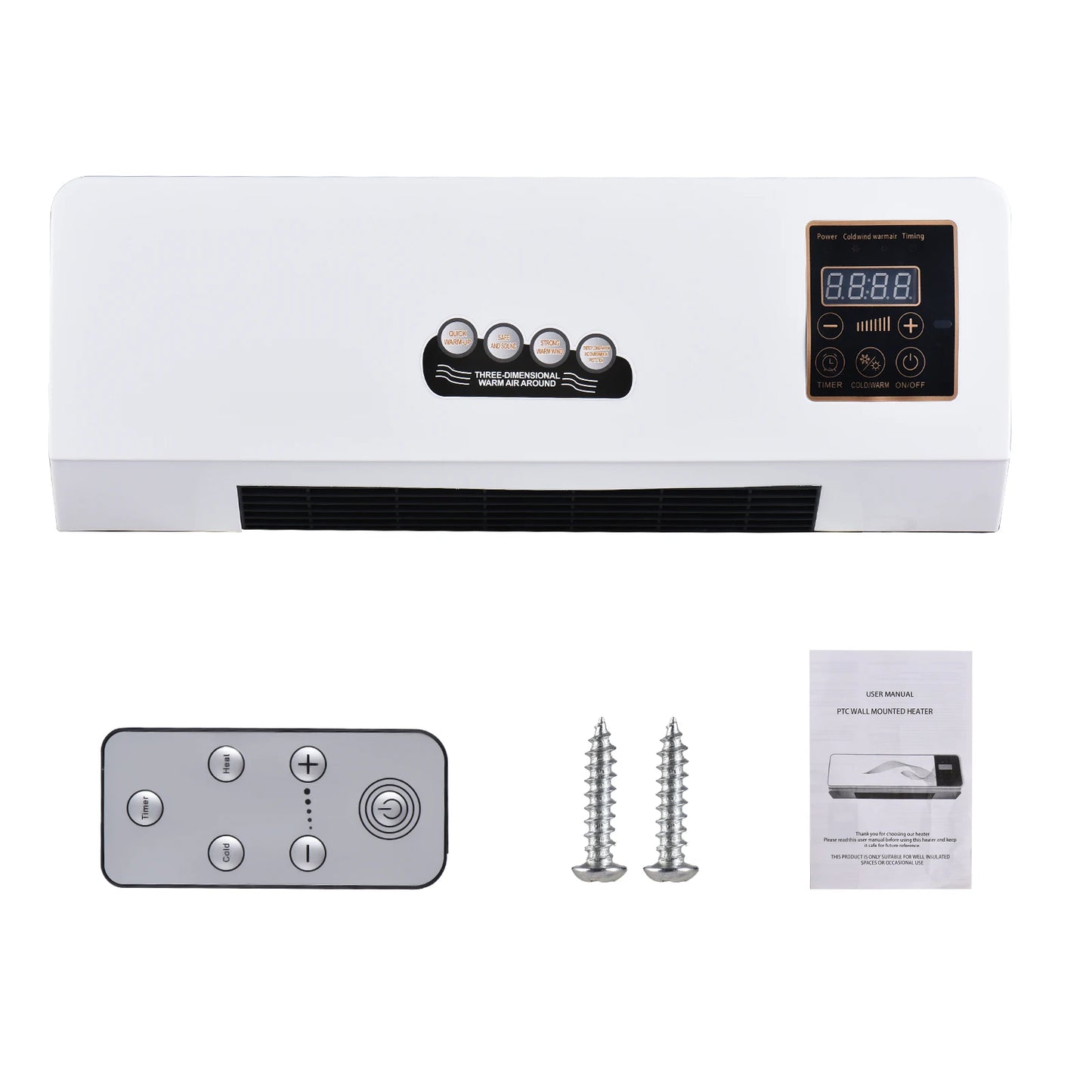 Wall Mounted Space Heater And Fan With Remote Control