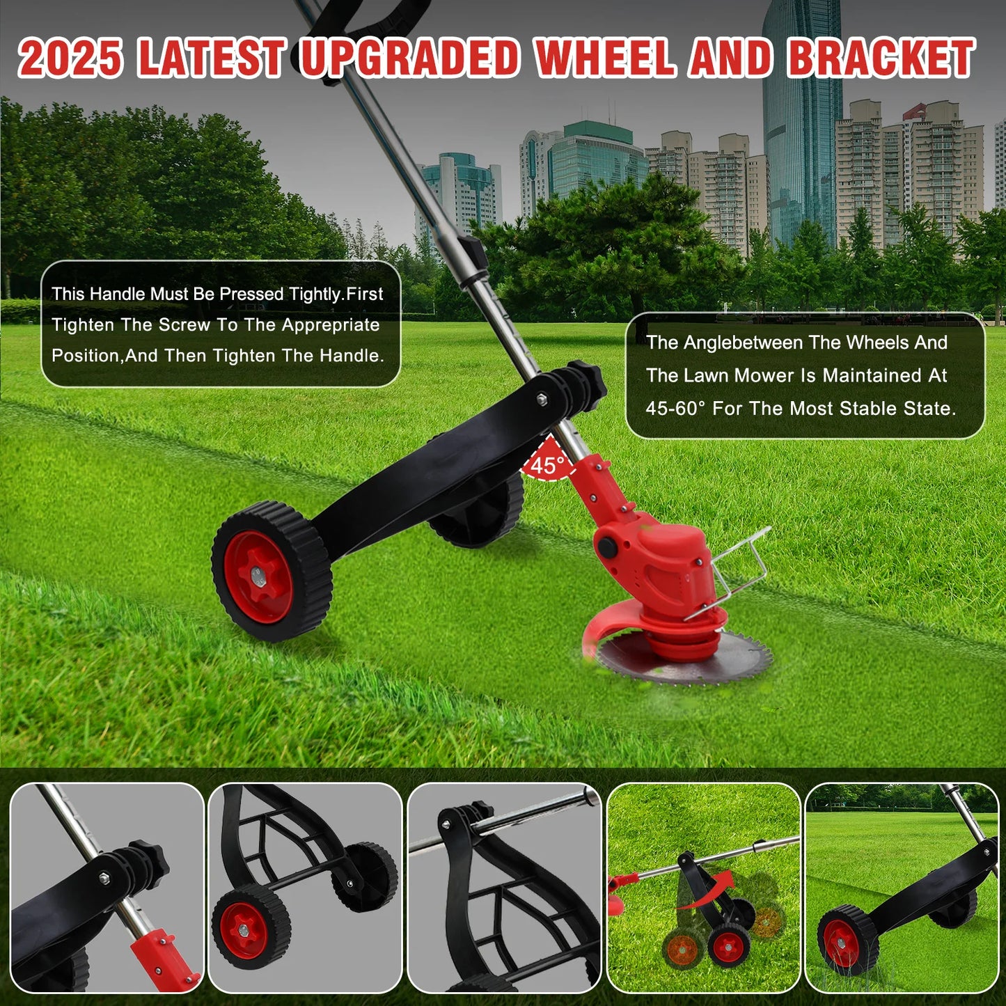21V Cordless Weed Wacker 3-In-1 Trimmer With Wheels Edger