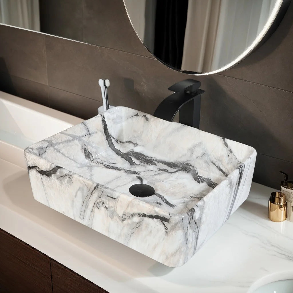 Torayvino Vessel Sink Set With Matte Black Faucet For Bathrooms