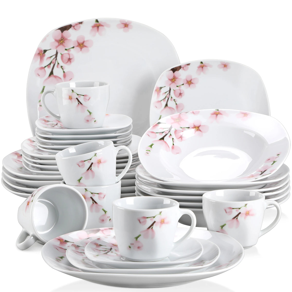 Malacasa 30 Piece Porcelain Dinnerware Set With Floral Design