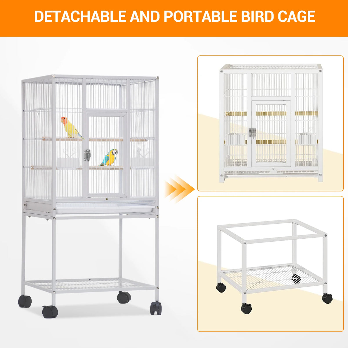 Metal Small Animal Cage With Wheels And Removable Tray