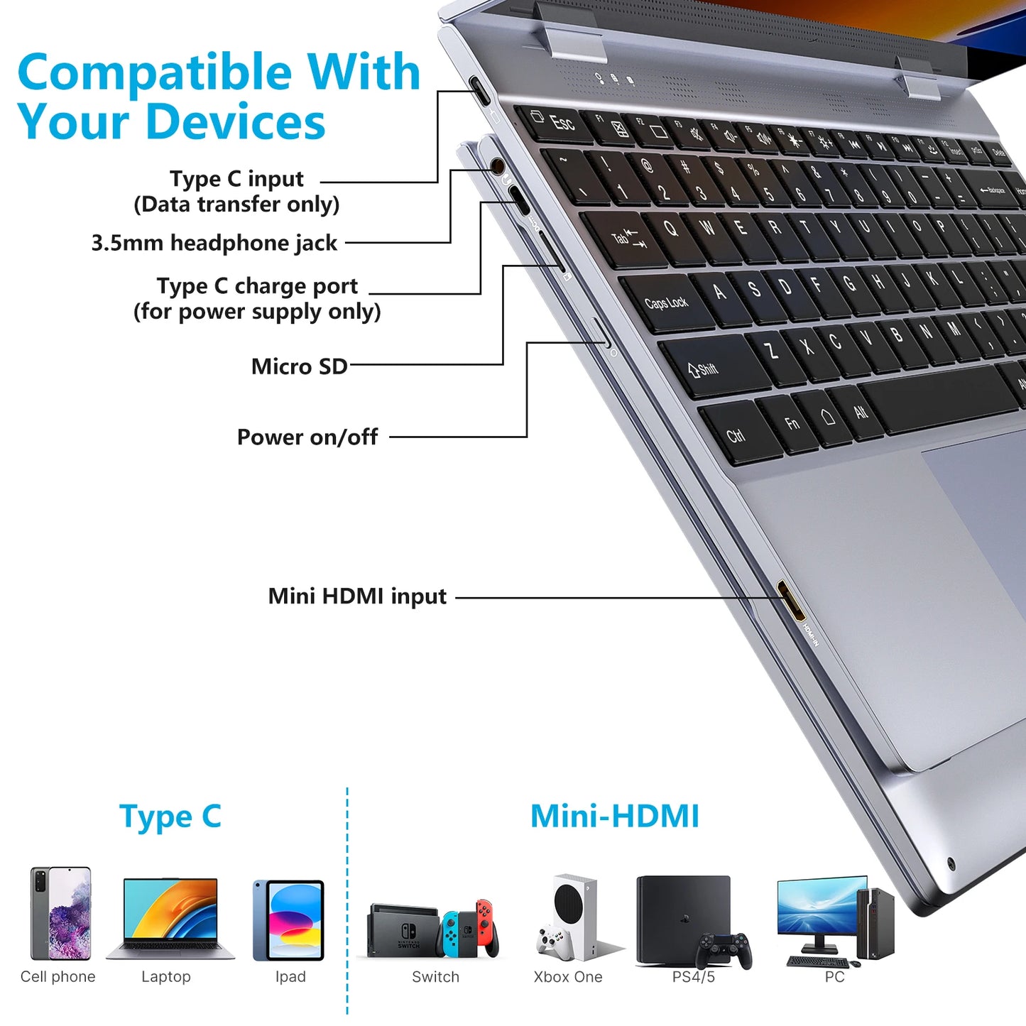 Dopesplay 14 Inch Portable Touch Monitor With Built-in Battery