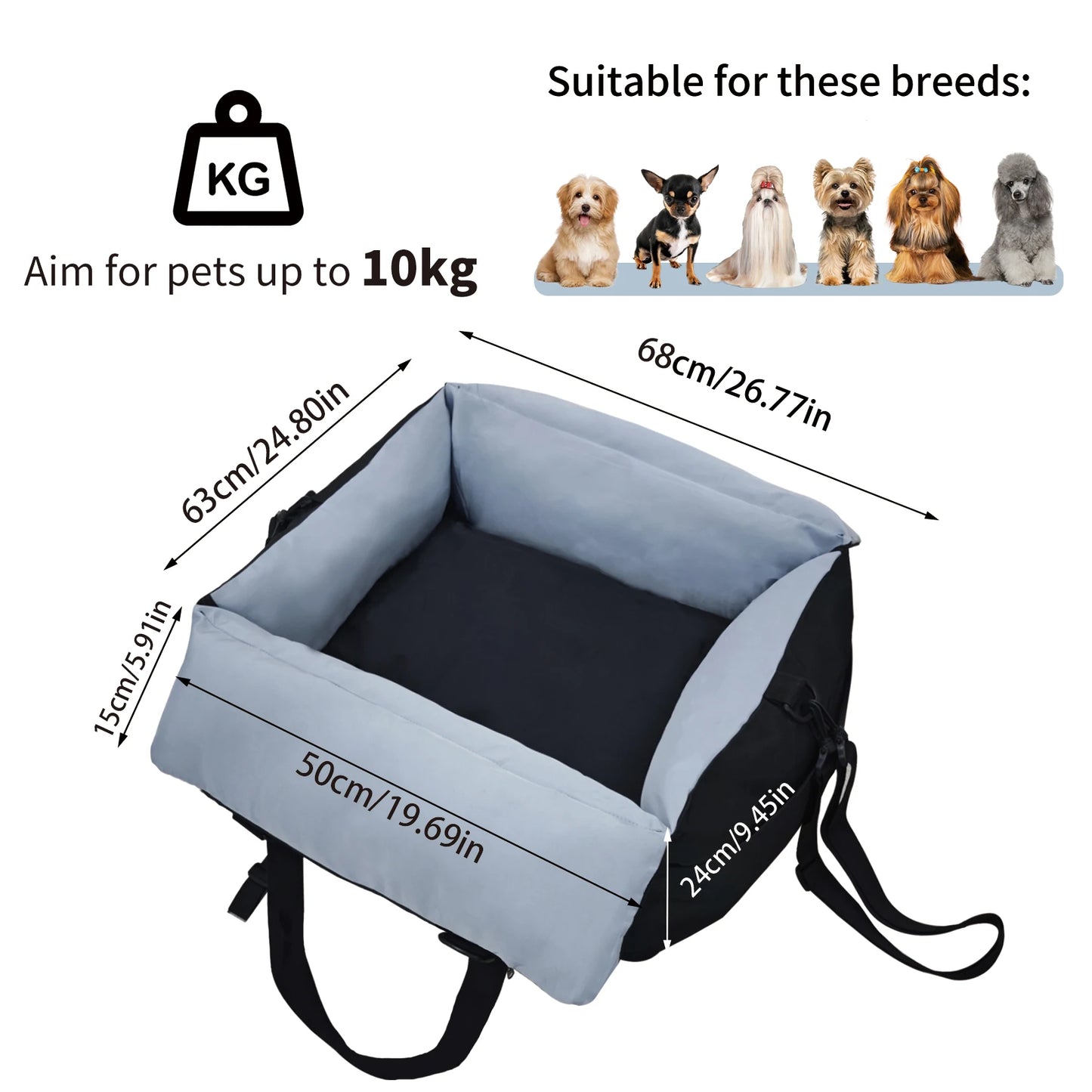 Borwart Portable Dog Booster Car Seat With Removable Cover