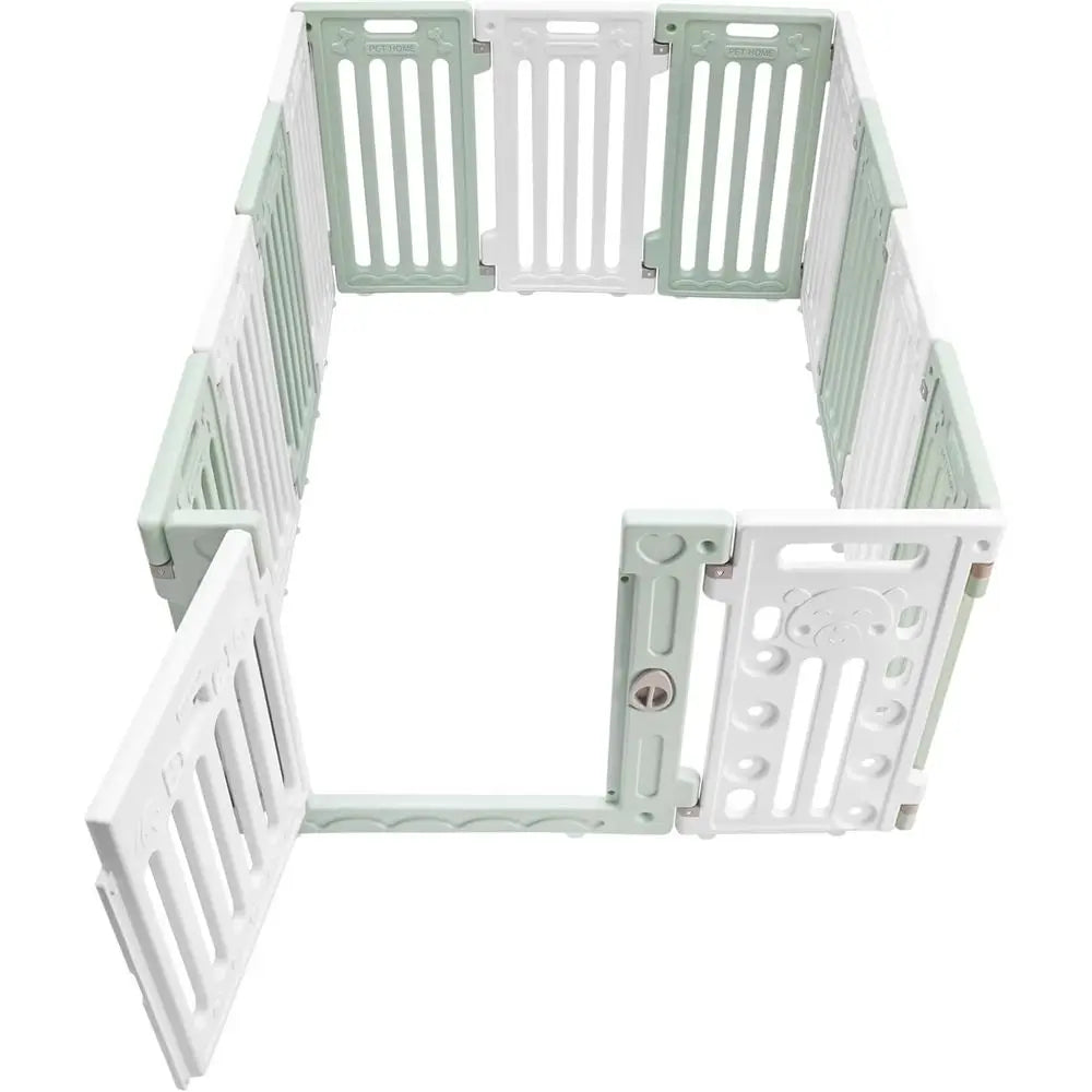 Foldable Indoor Dog Playpen With Door And Secure Plastic Panels