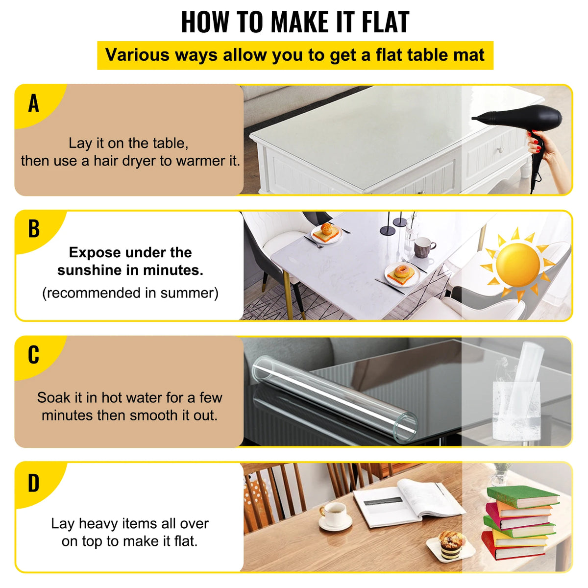 SucceBuy Transparent PVC Table Cover Protector Waterproof Oilproof