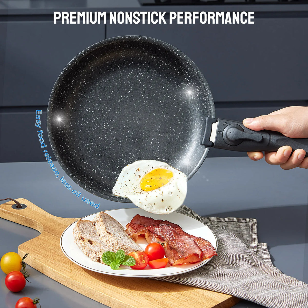 Nonstick Aluminum Cookware Set With Removable Handles For All Cooktops